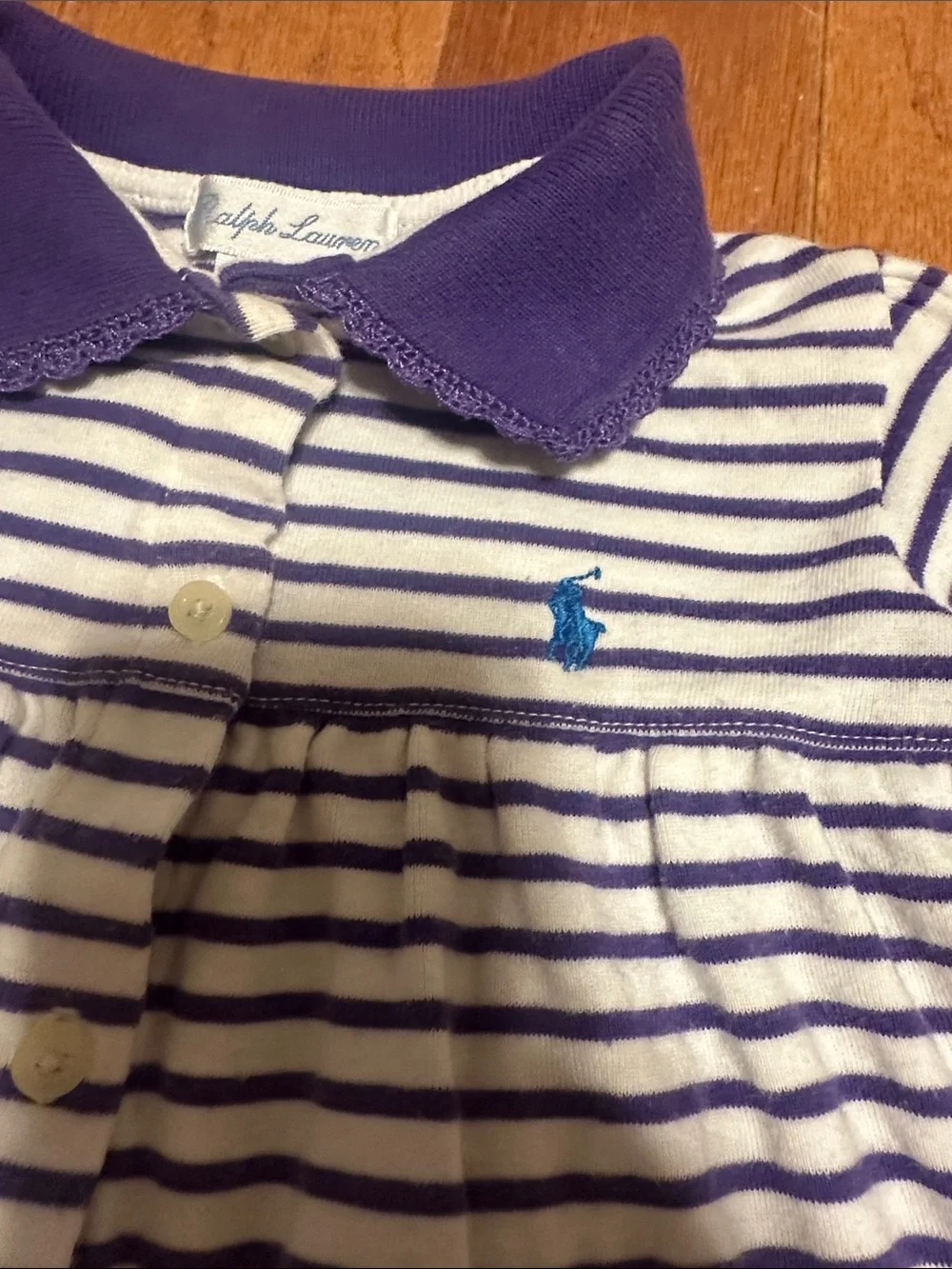 Ralph Lauren White and Purple Striped Polo Dress